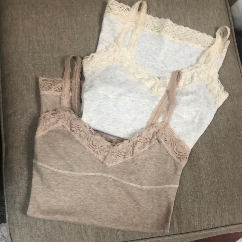 Abercrombie Ribbed Lace Trim Camis